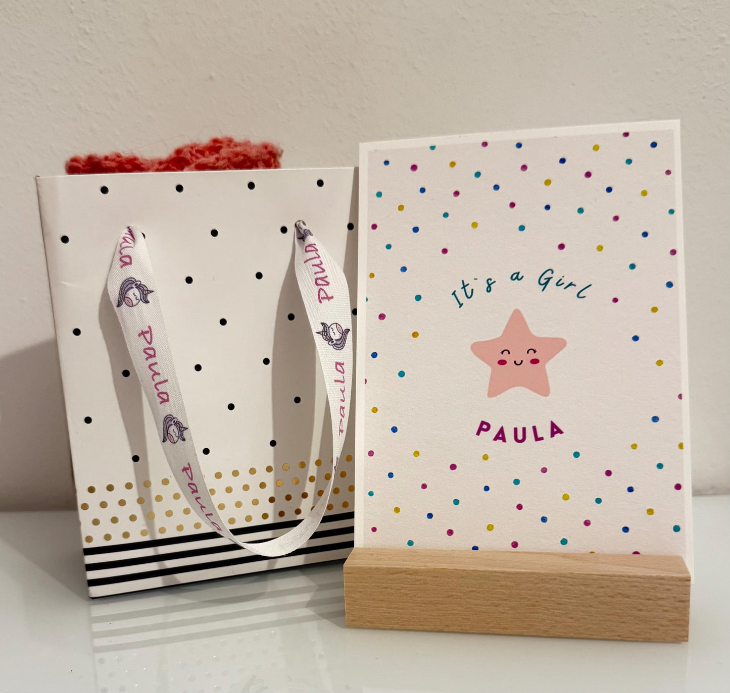 Karte zur Geburt - Einhorn/Stern