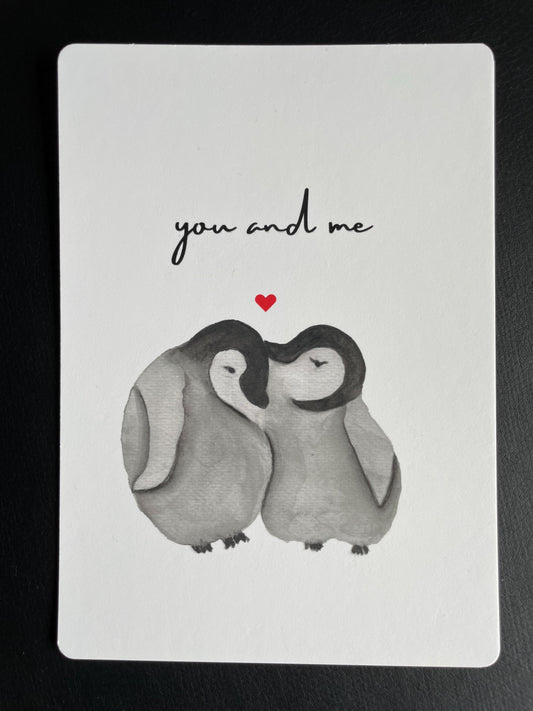 Karte Pinguine Aquarell you and me
