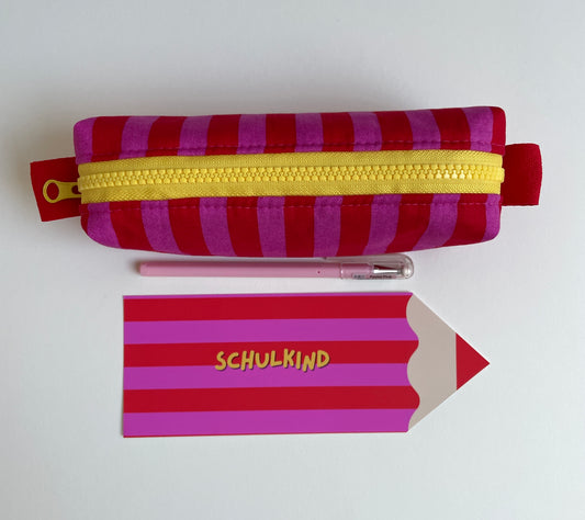 Stiftemäppchen - Stripes pink-rot