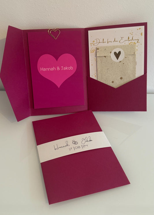 Pocketfold-Karte - Herz & Blüten