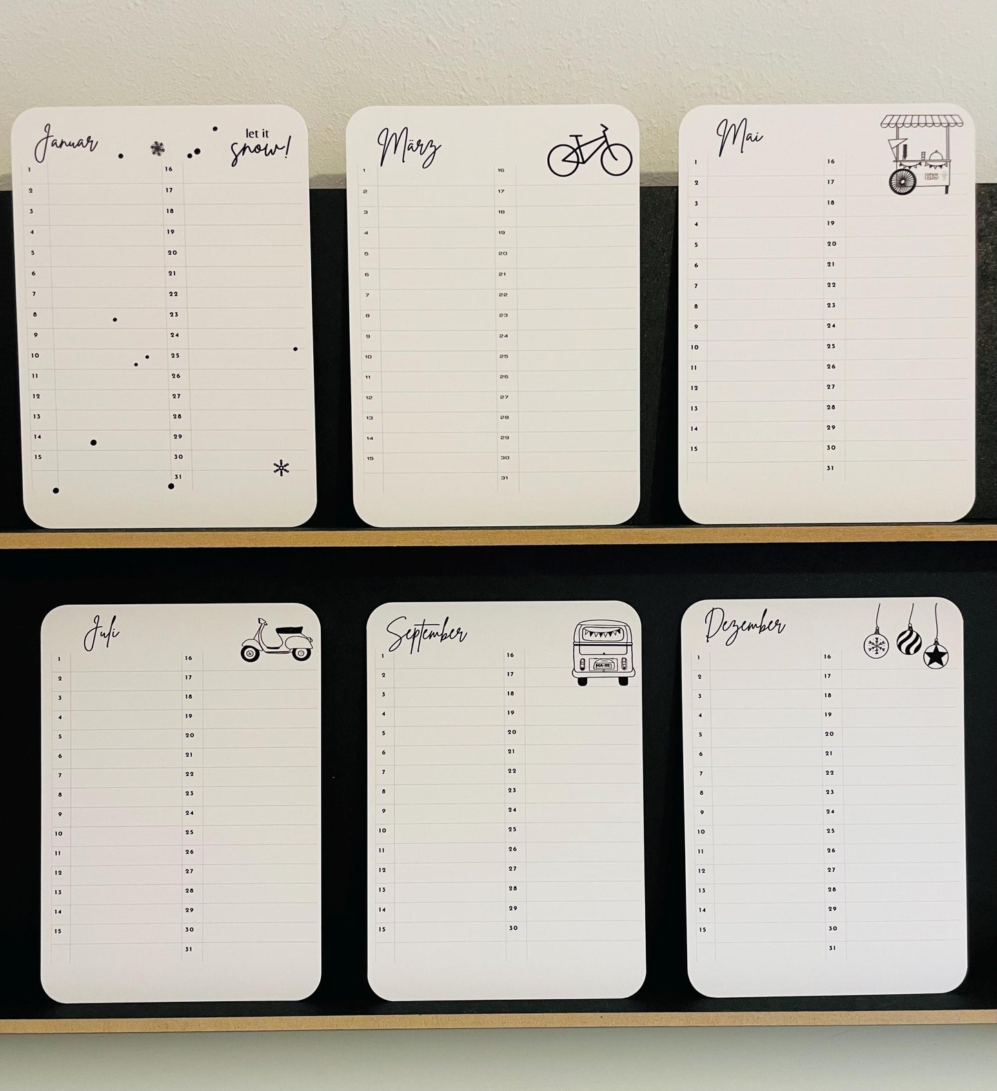 Geburtstagskalender  immerwährend   schwarz-weiß