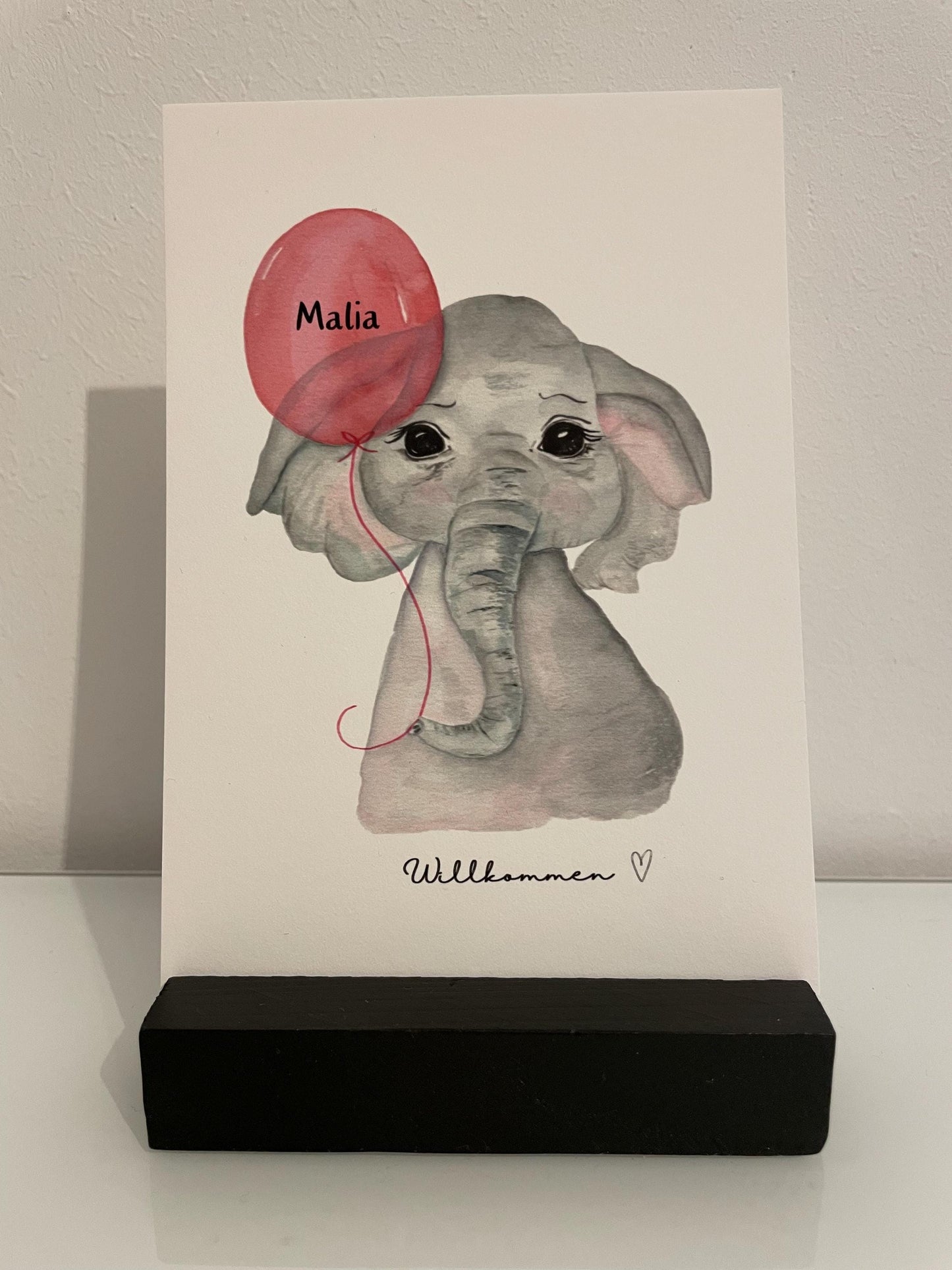 Karte zur Geburt Elephant Aquarell
