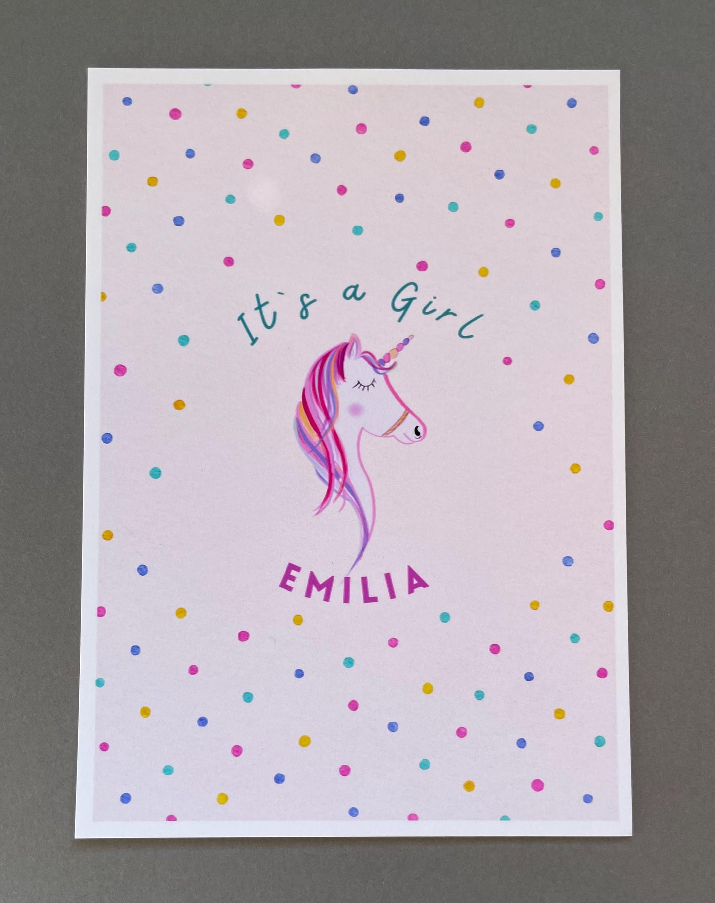 Karte zur Geburt -  Einhorn/Stern