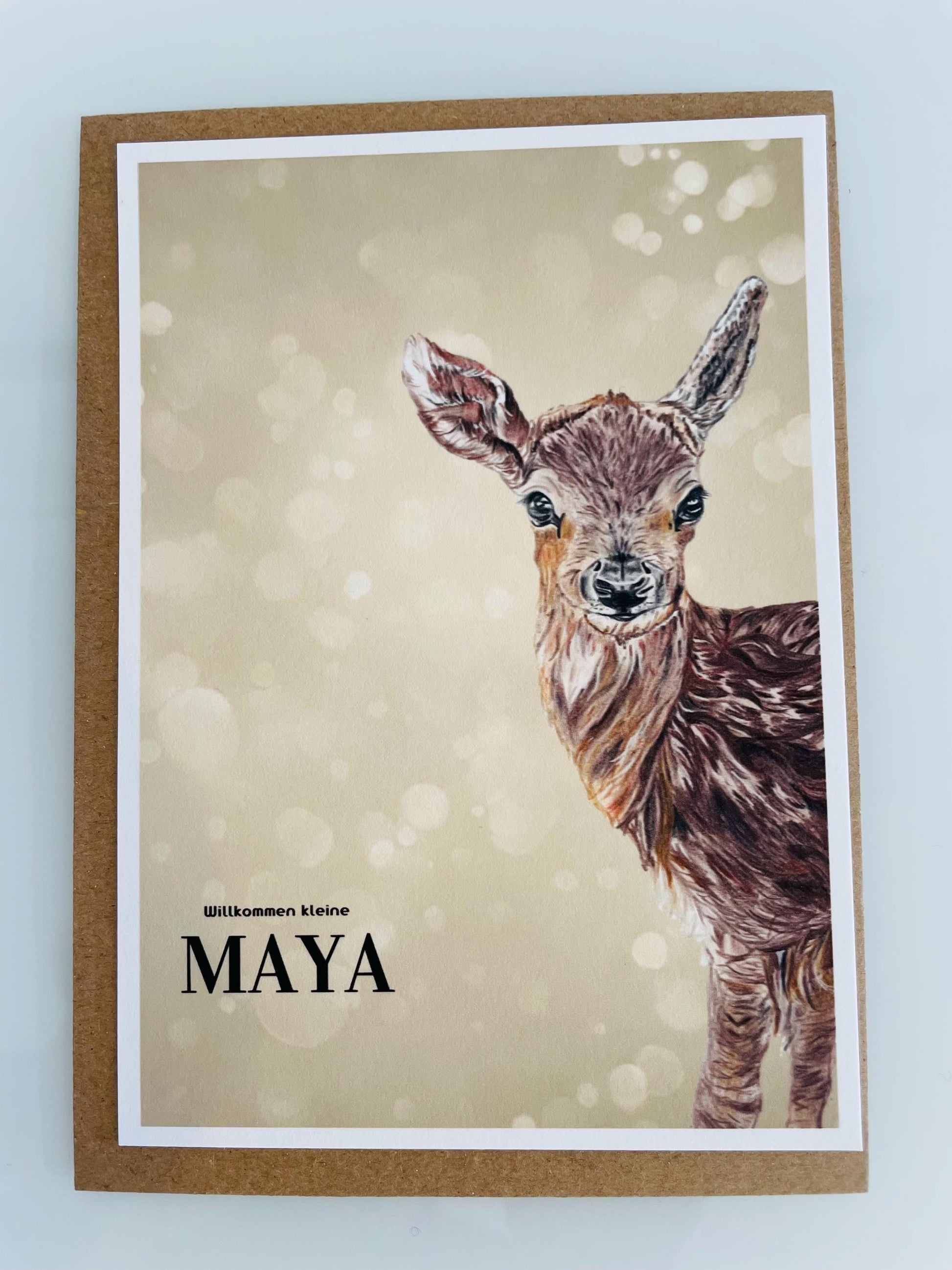 Karte Rehkitz Aquarell Geburt