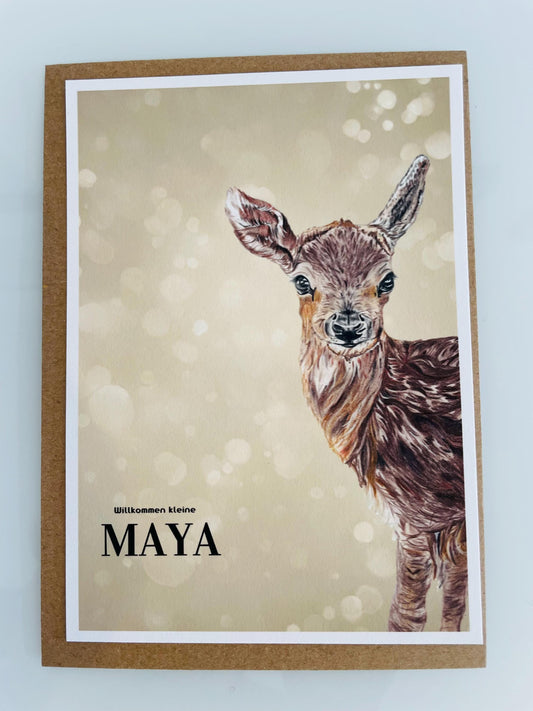 Karte Rehkitz Aquarell Geburt