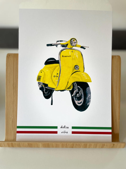 Poster Vespa gelb gemalt