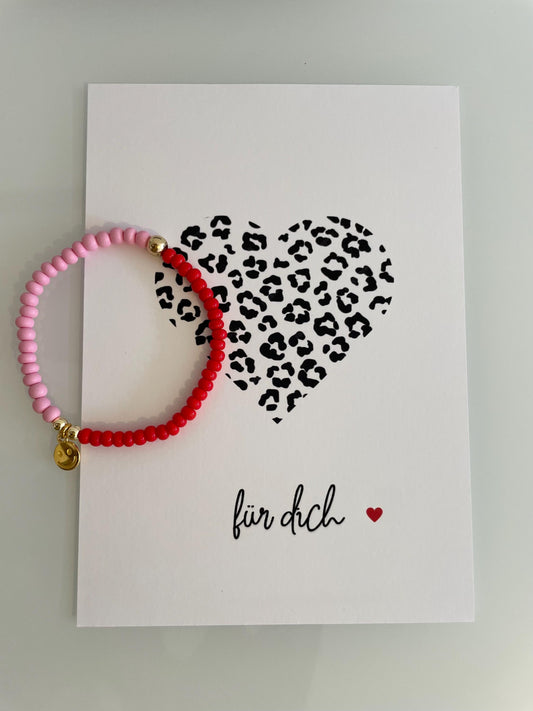 Karte mit Armband Glasperlen