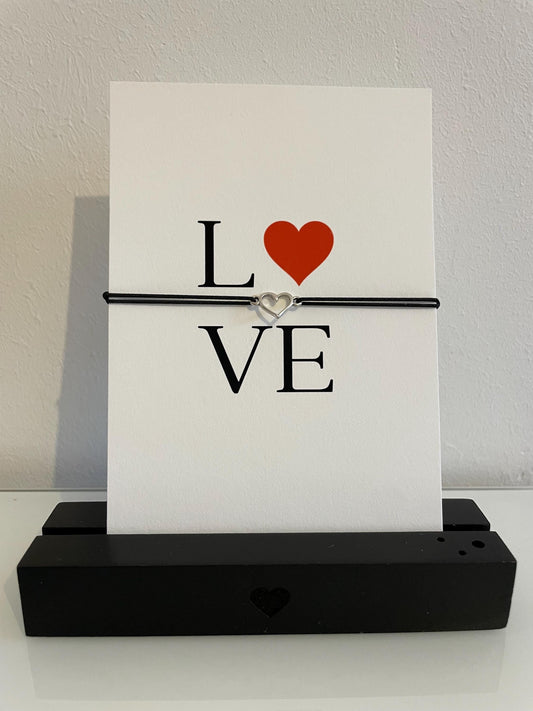 Karte LOVE mit Armband  Herz silber
