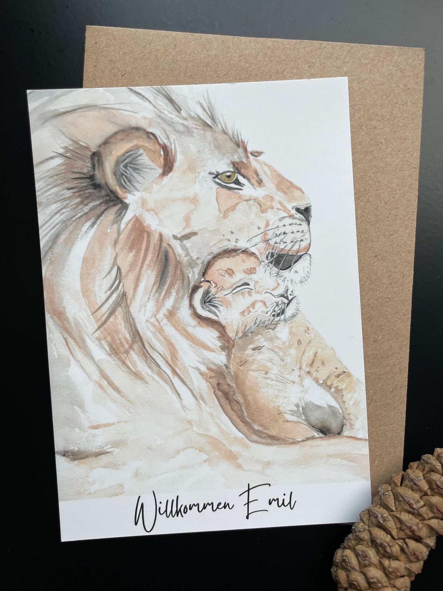 Karte zur Geburt Löwenbaby