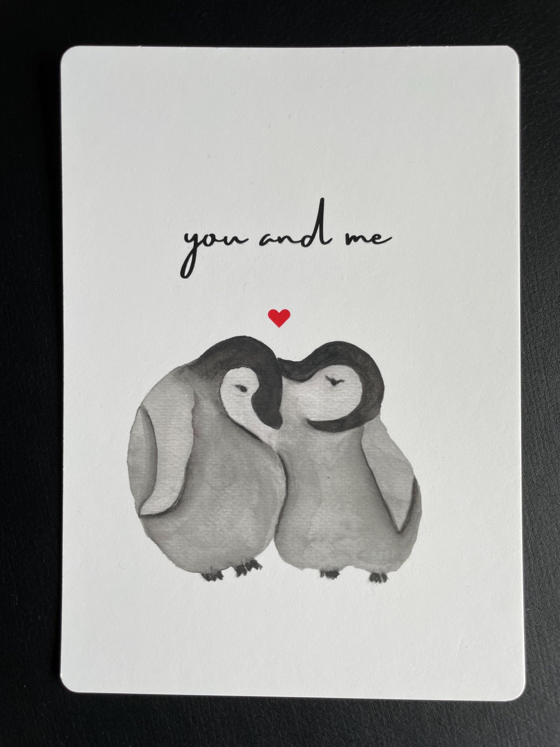 Karte Pinguine Aquarell you and me