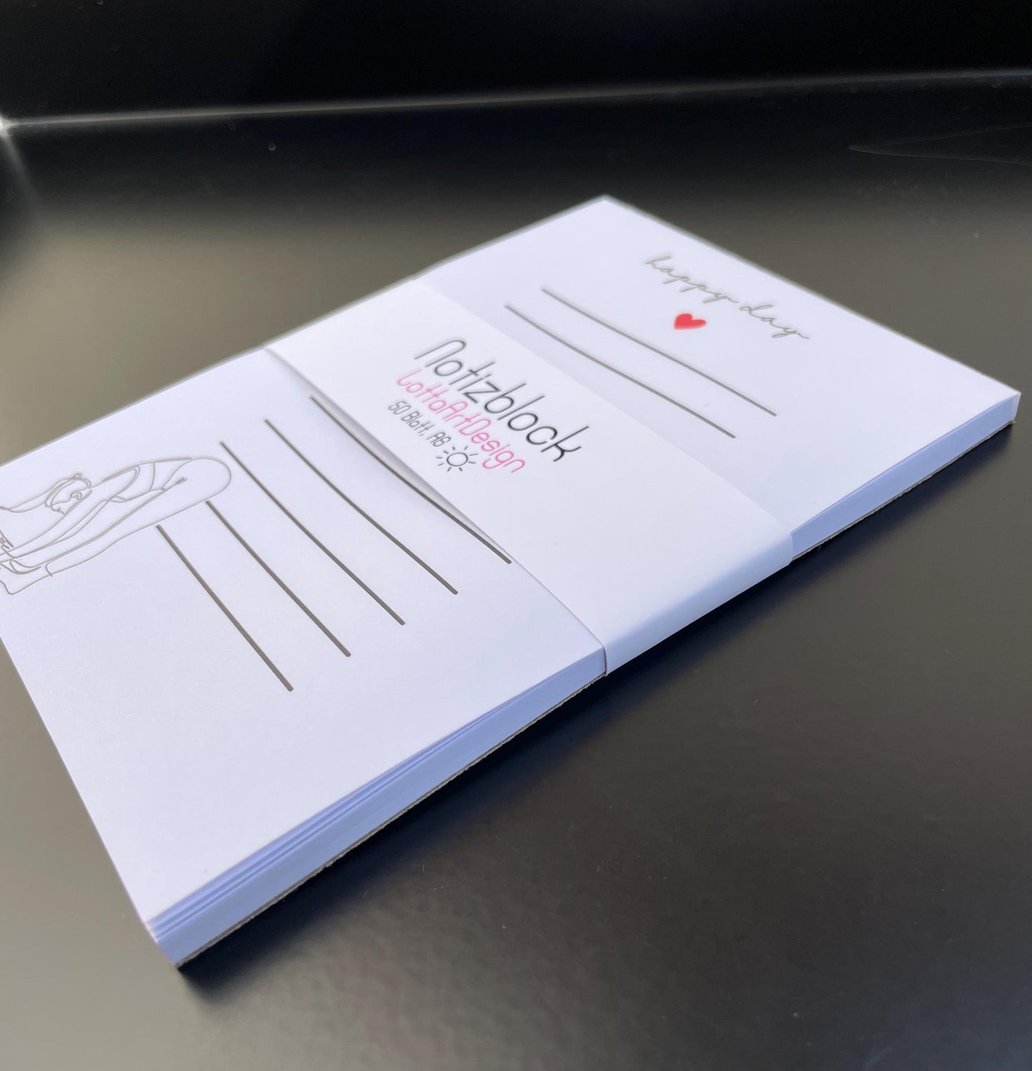 Notizblock/Einkaufszettel A6  - happy day