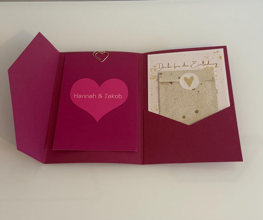 Pocketfold-Karte -  Herz & Blüten