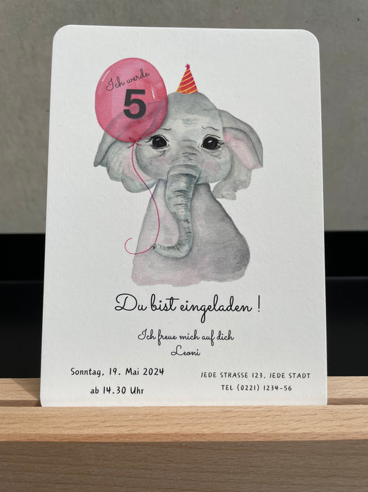 Einladungskarte Kindergeburtstag Elefant