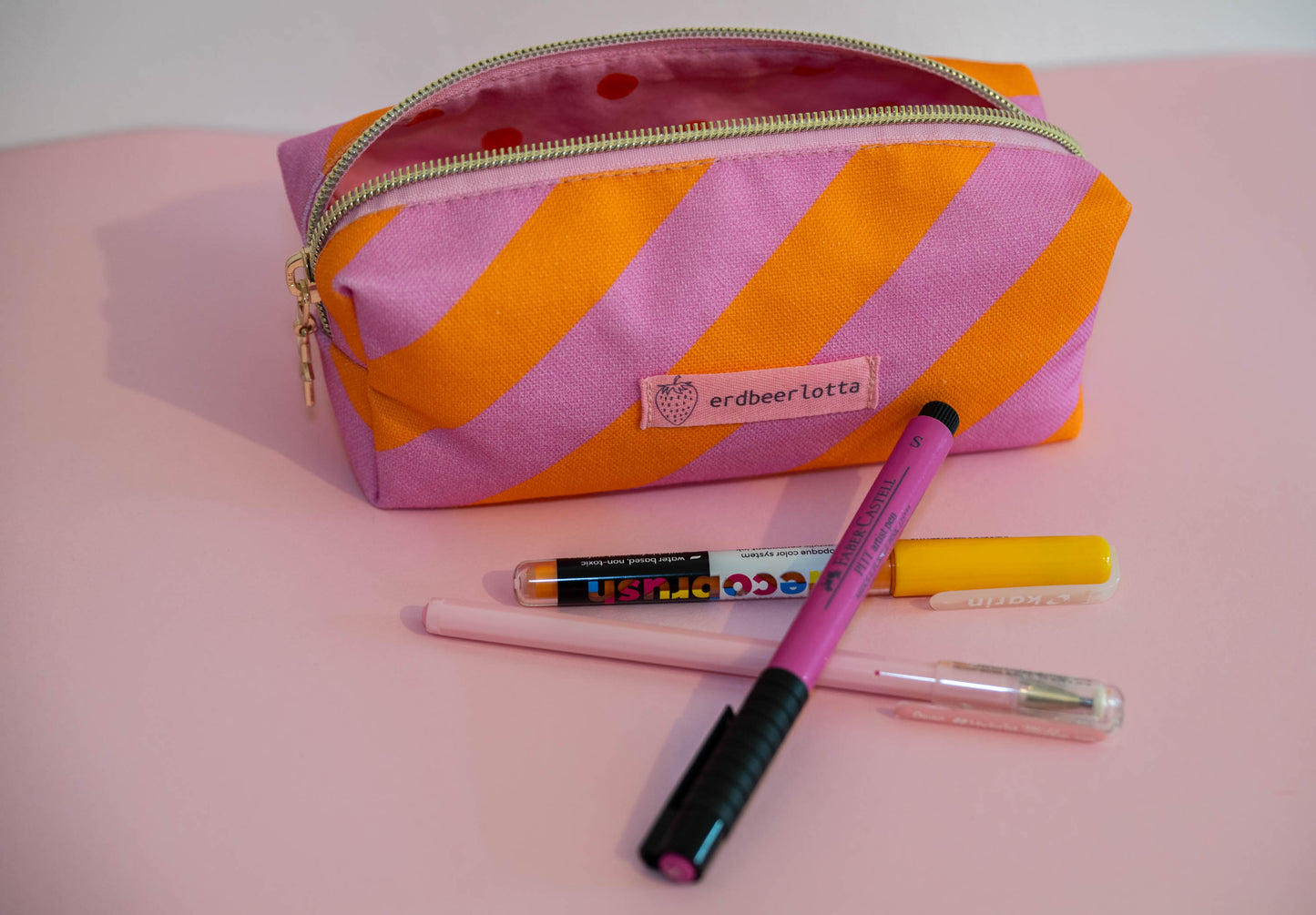 Stiftemäppchen/Kosmetiktasche - papaya-flieder