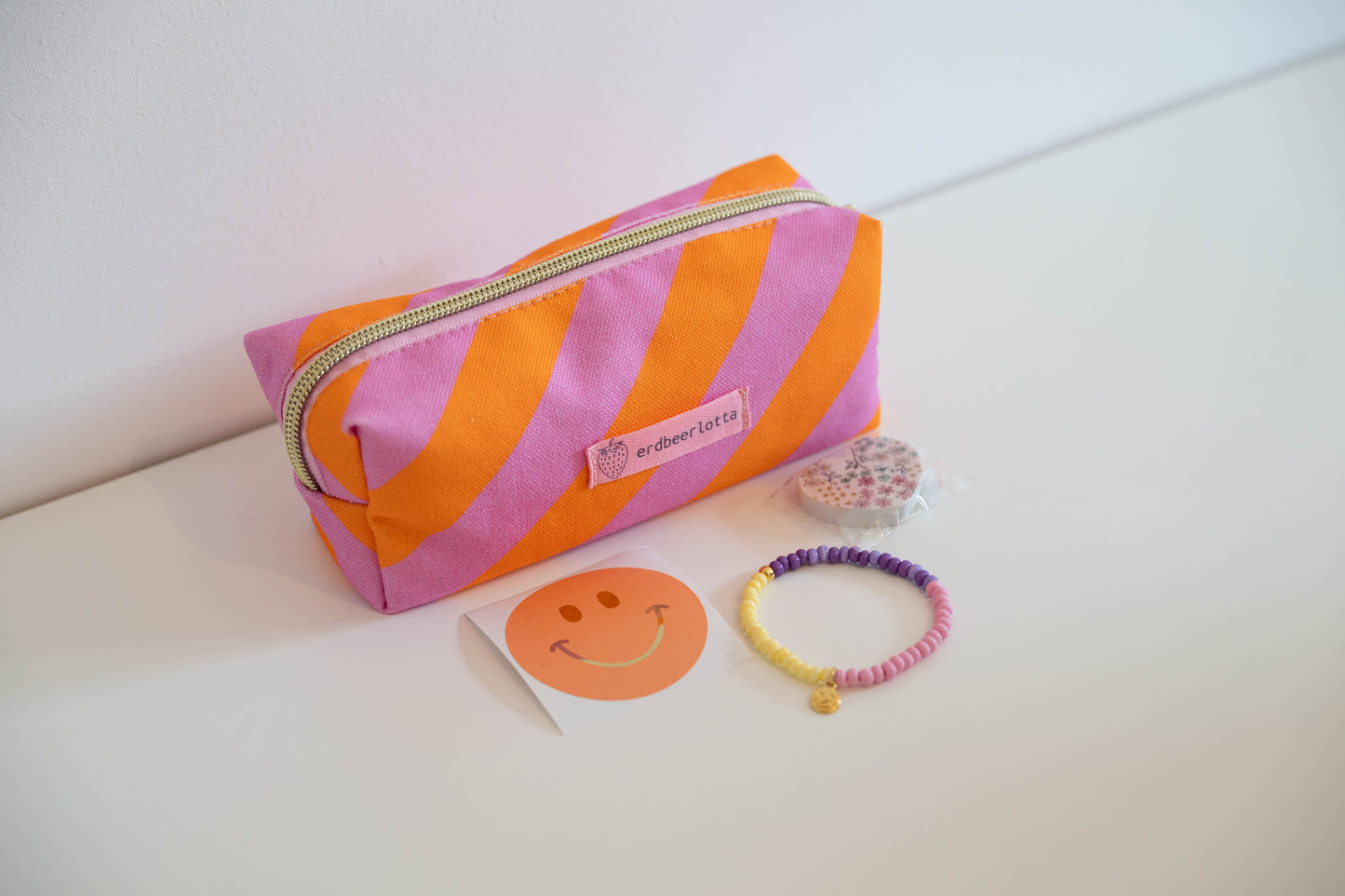 Stiftemäppchen/Kosmetiktasche - papaya-flieder