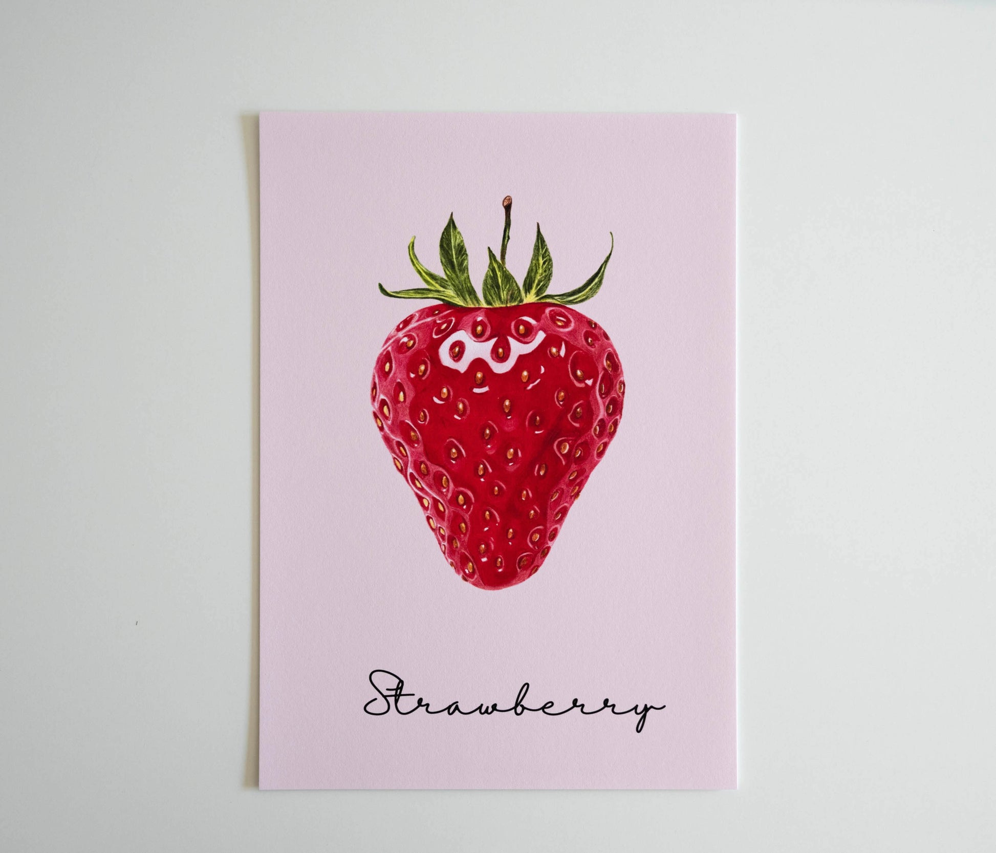 Poster Erdbeere mit Künstlerfarbstiften
