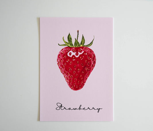 Poster Erdbeere mit Künstlerfarbstiften