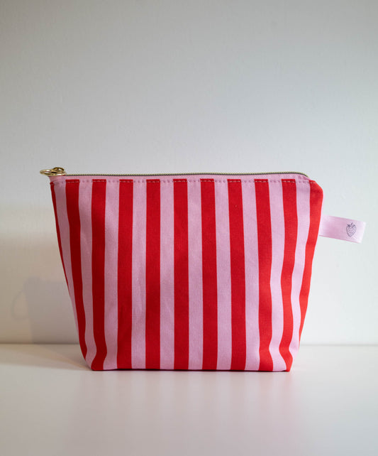 Kosmetiktasche Streifen Rosa-rot  modern