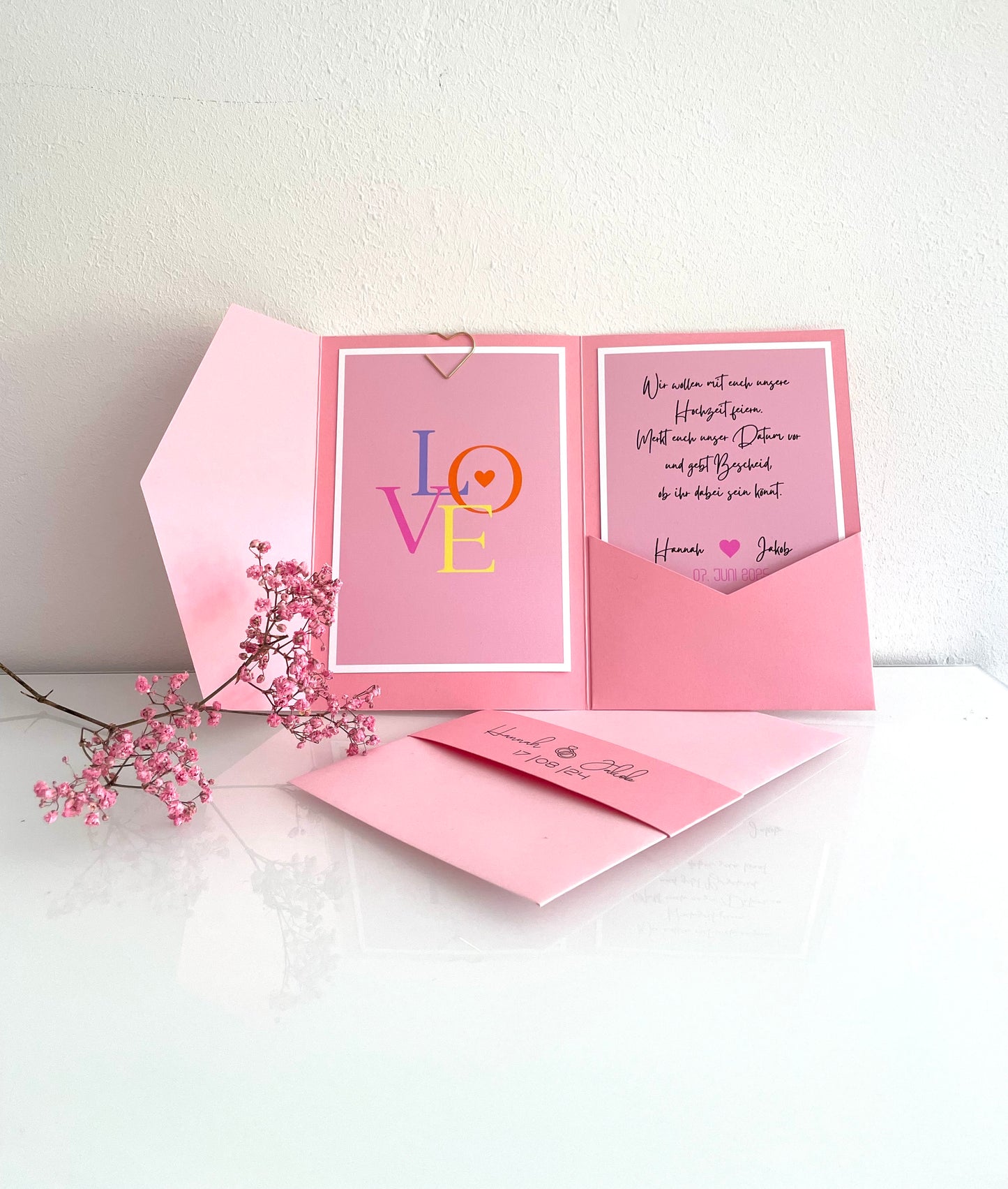 Karte Hochzeit rosa Love