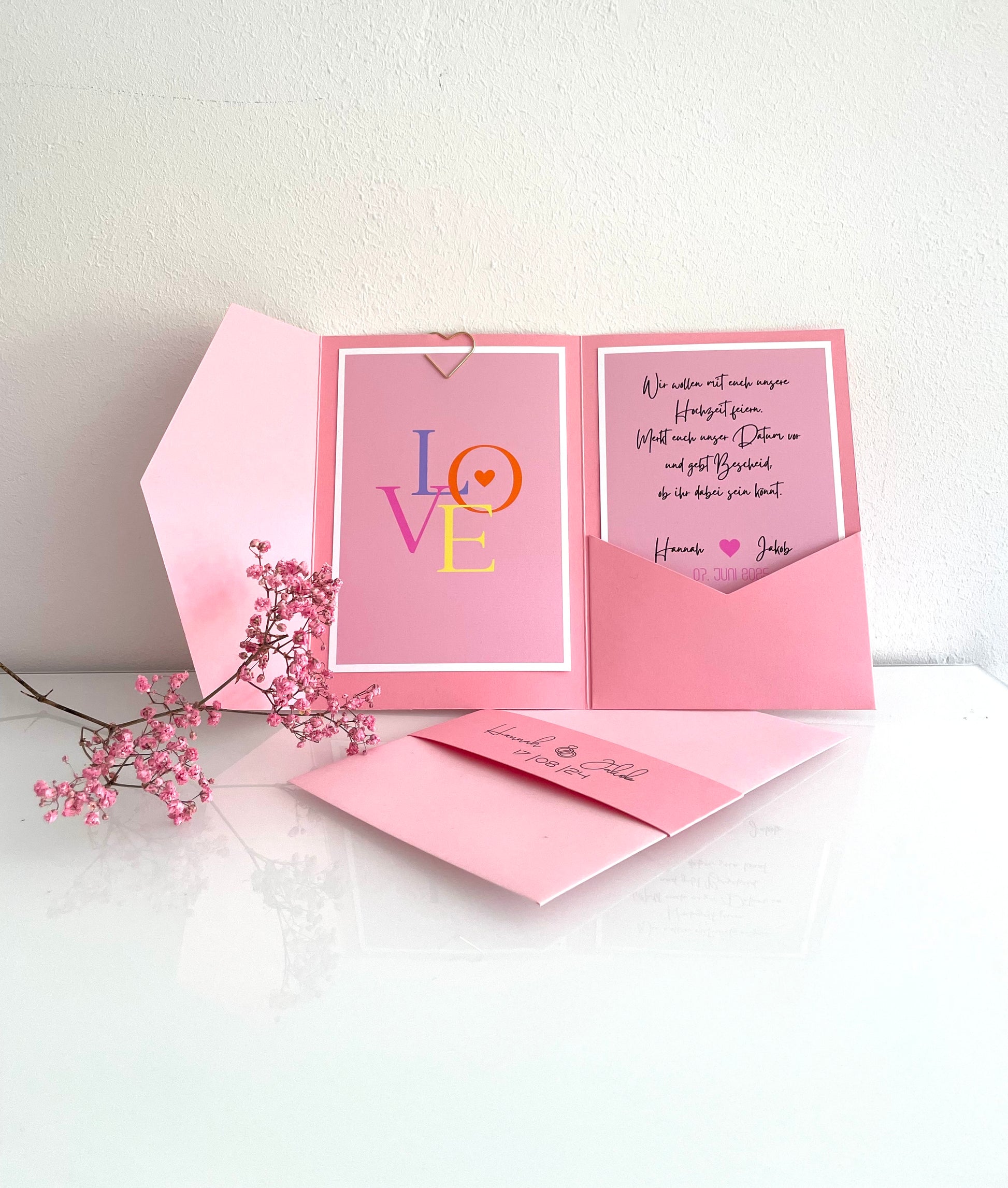 Karte Hochzeit rosa Love