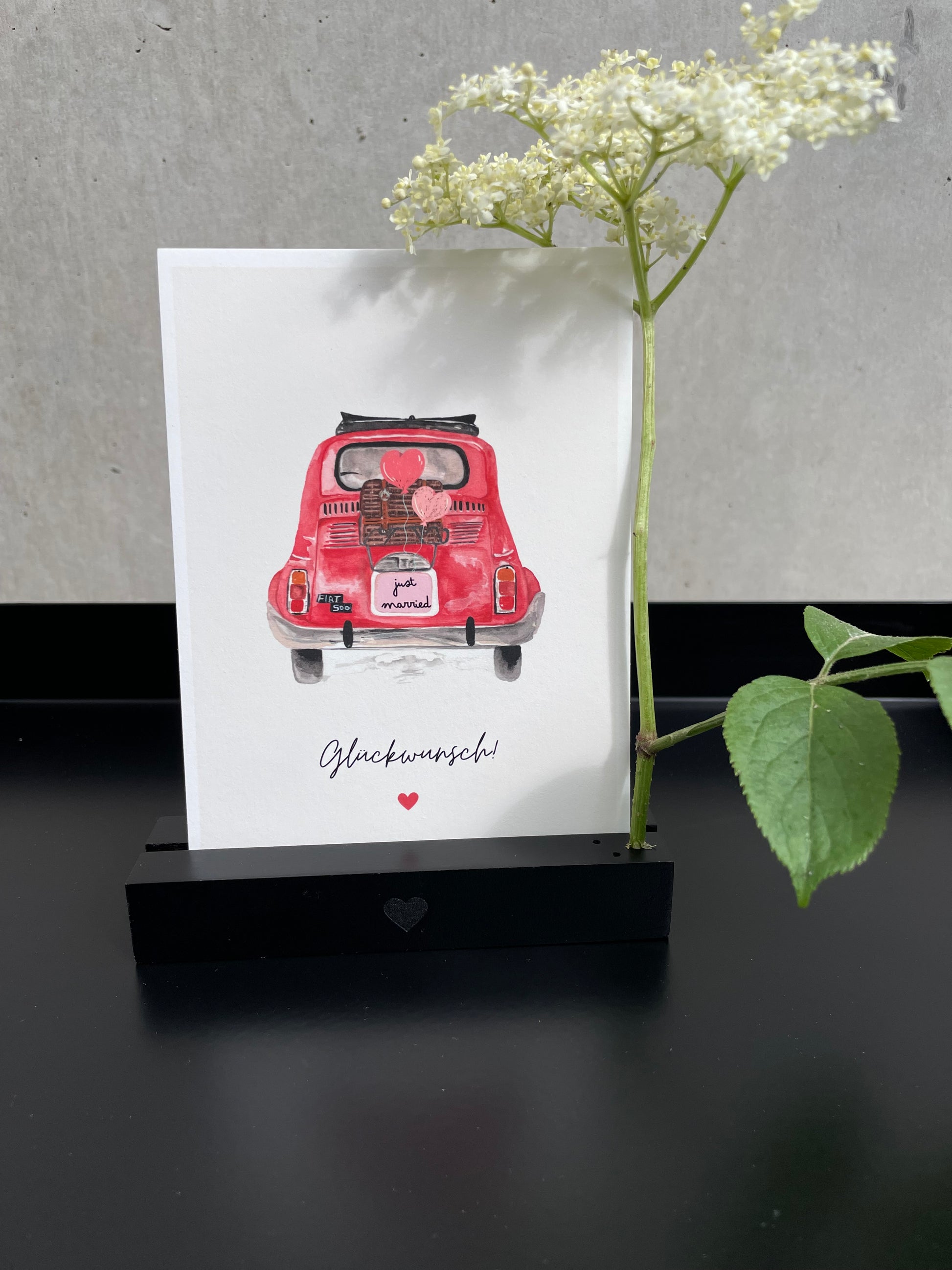 Karte Hochzeit Fiat 500 rot