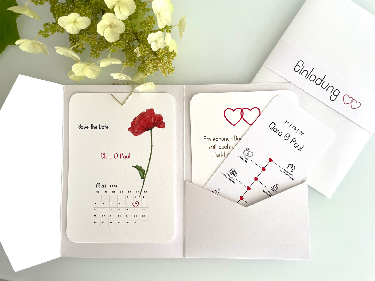 Karte Hochzeit Klatschmohn