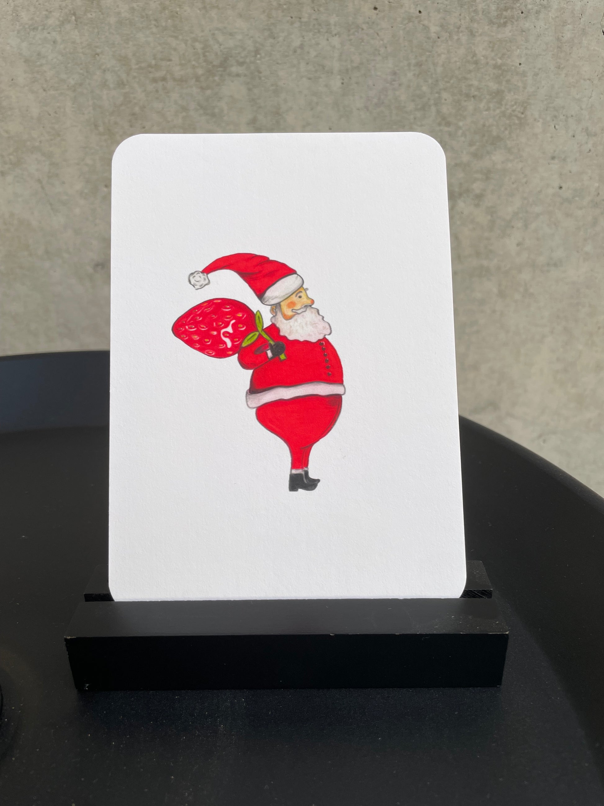 Karte Nikolaus mit Erdbeersack