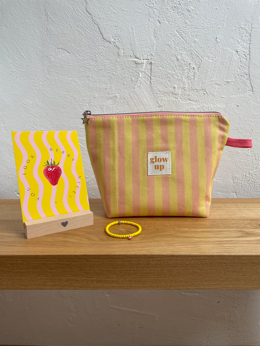 Kosmetiktasche Stripes peach-lemon