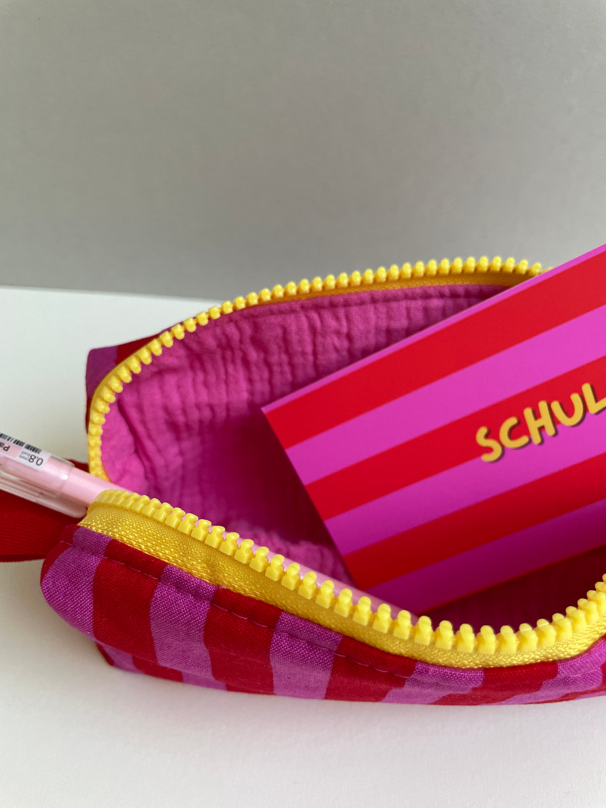 Stiftemäppchen - Stripes pink-rot