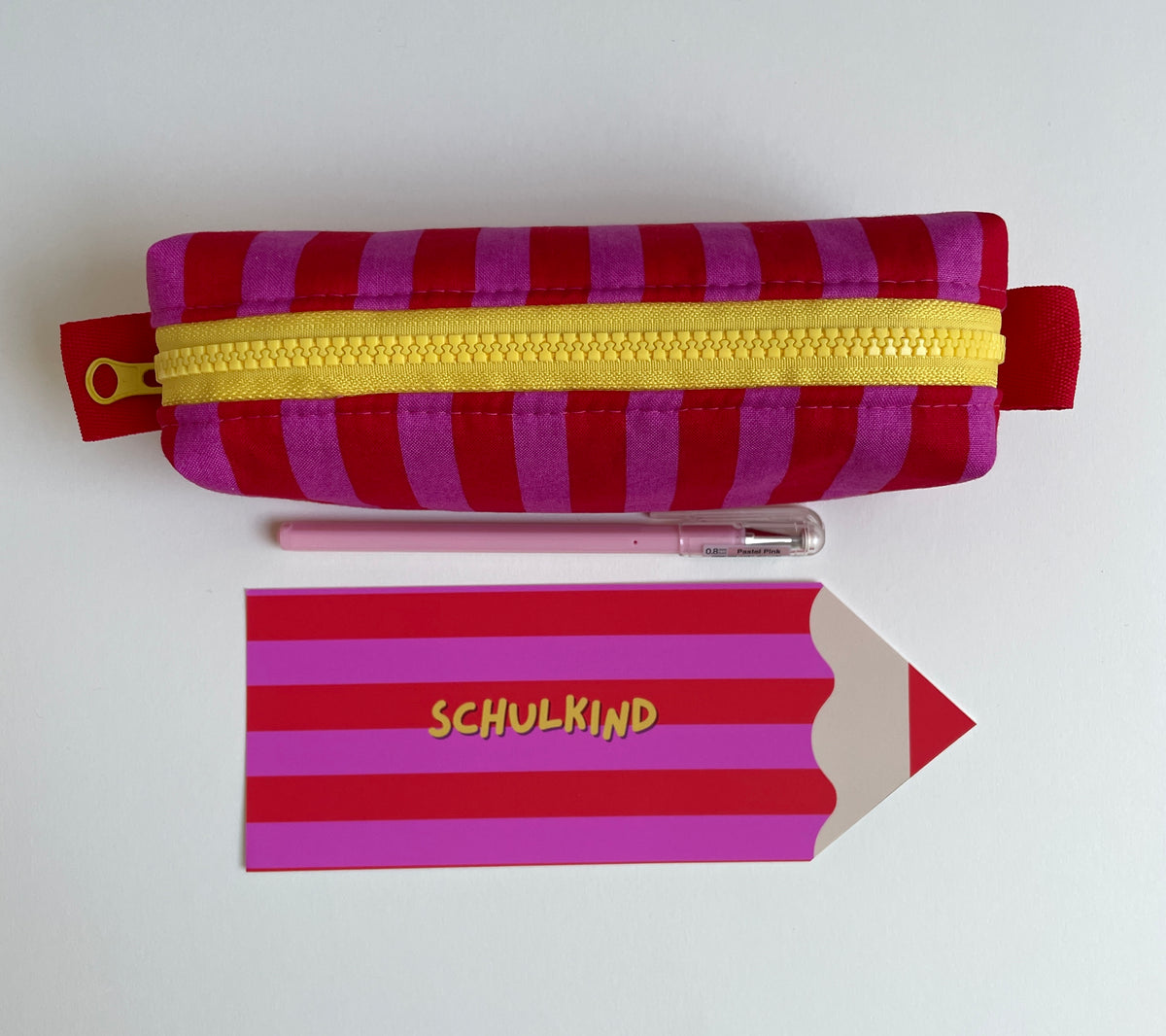 Stiftemäppchen - Stripes pink-rot