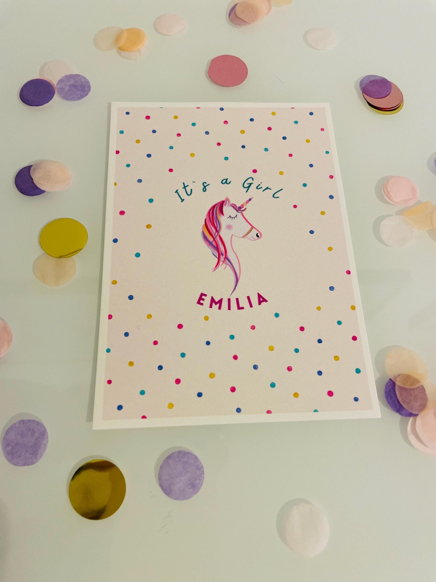 Karte zur Geburt -  Einhorn/Stern