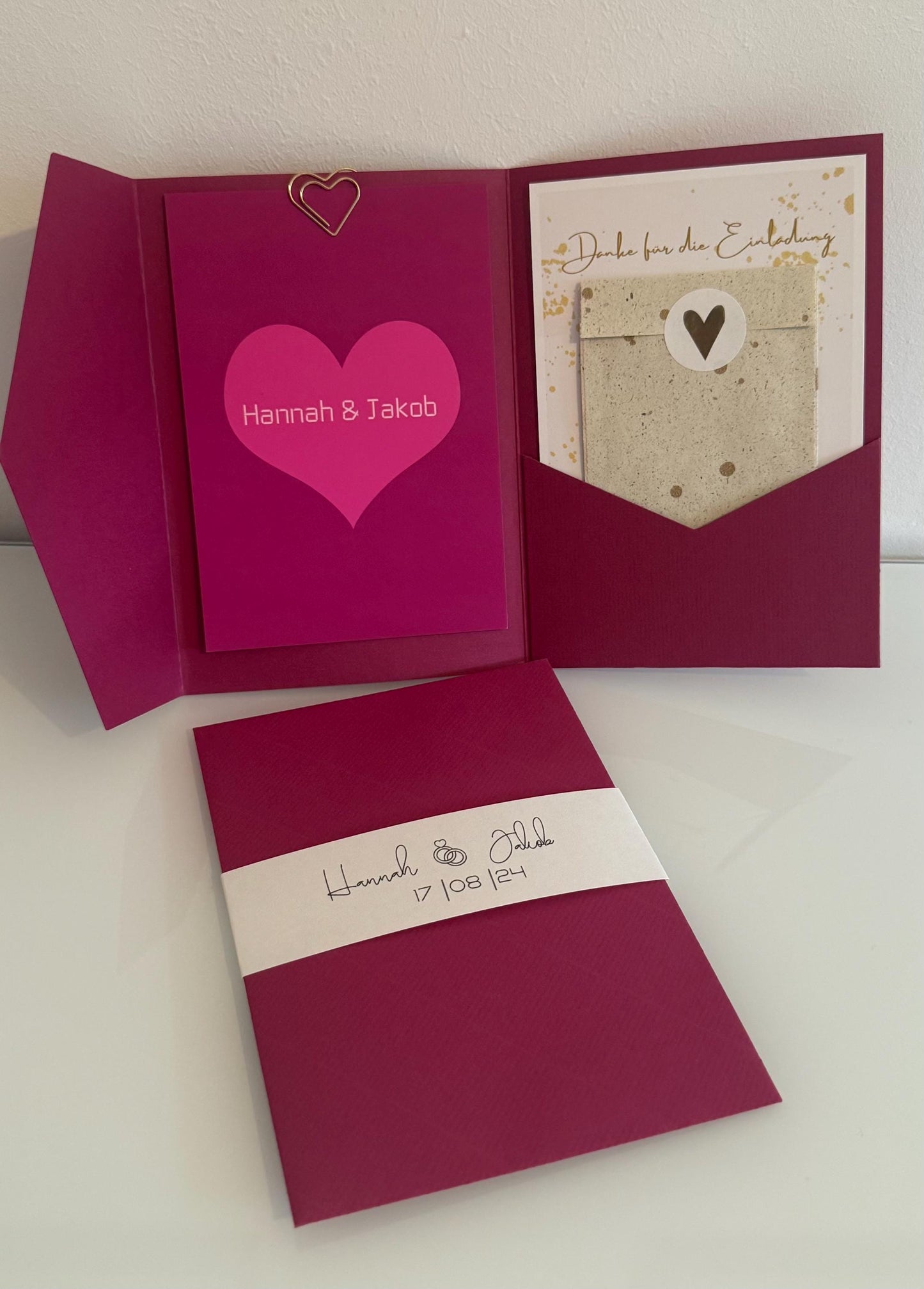 Pocketfold-Karte -  Herz & Blüten