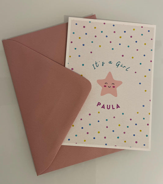 Karte Geburt Stern/Einhorn