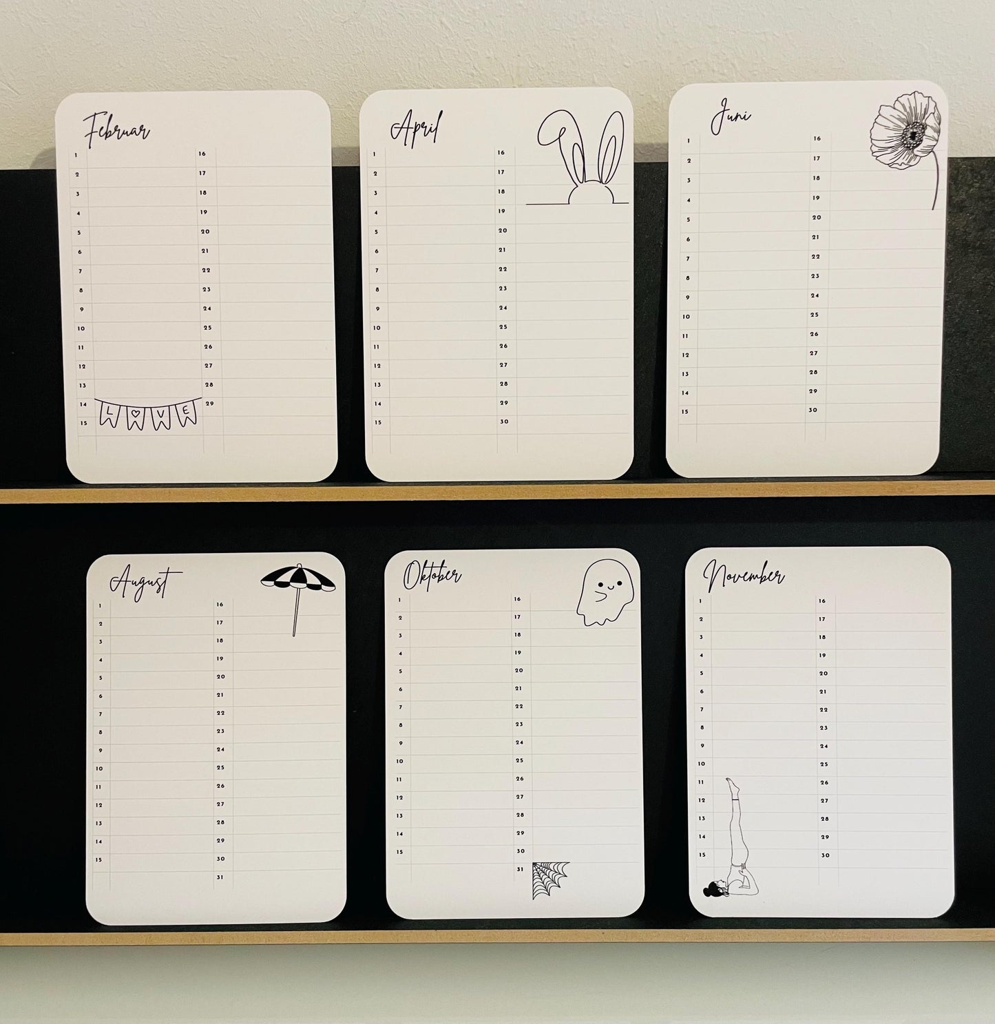 Geburtstagskalender  immerwährend   schwarz-weiß