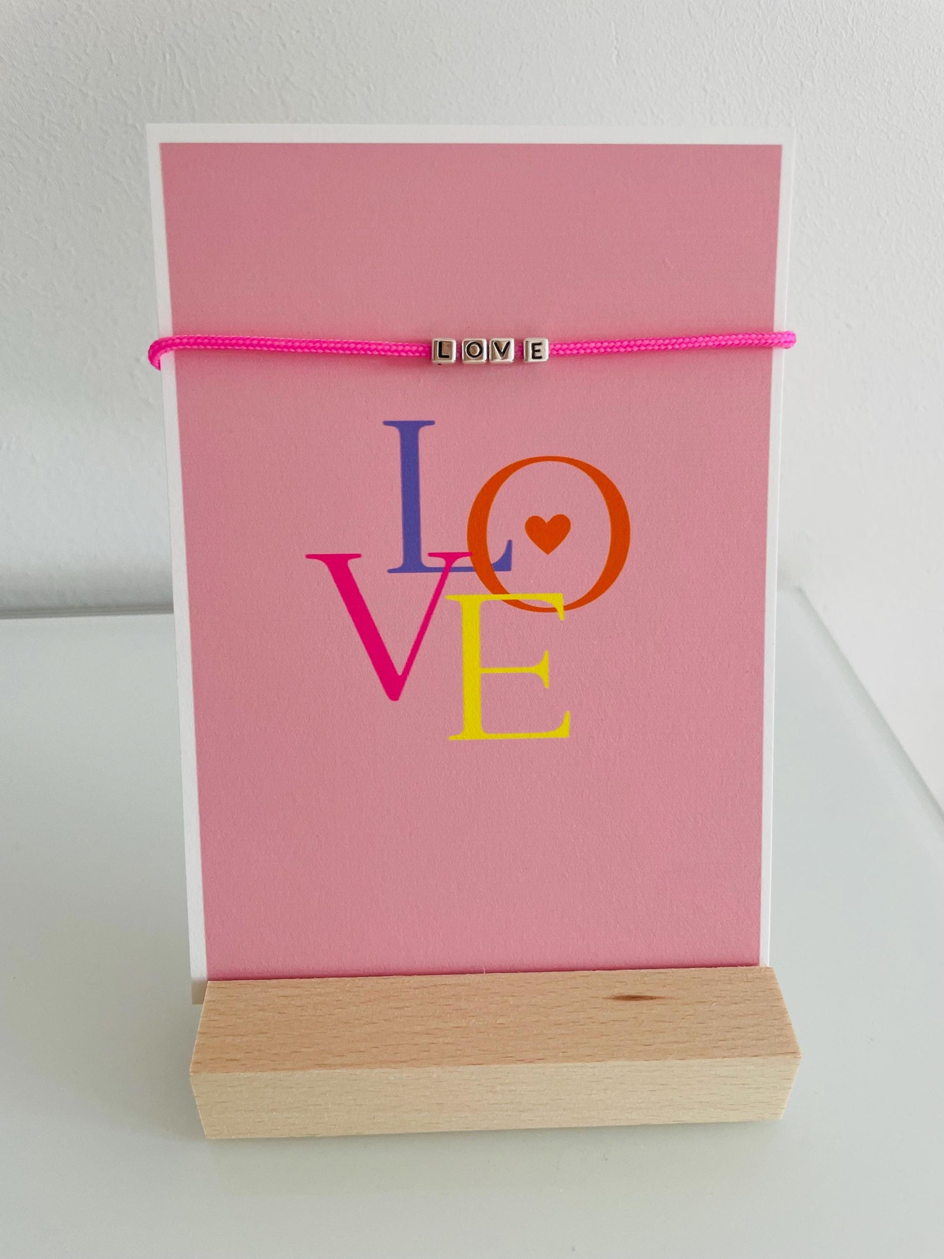 Karte mit Armband pink Love