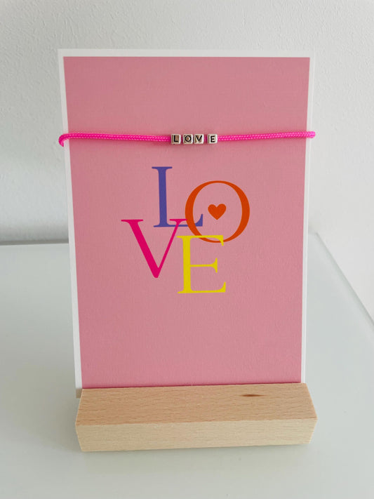 Karte mit Armband pink Love